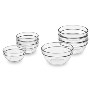 Glass Prep Bowls $32 - Williams-Sonoma Eight glass bowls in two handy sizes for fast and flawless execution of any recipe.