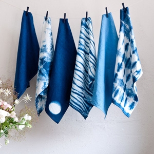 Linen Shibori Tea towel $30 - Bind and Fold