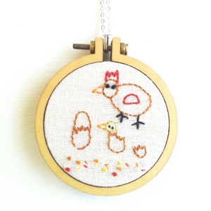 Heartful Stitches personalized child's drawing embroidered pendant AU$45 - Etsy