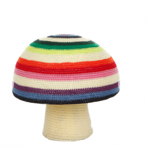 Anne-Claire Petit Mix Stripe Mushroom Crochet Pouf, $175, from Amara Living.