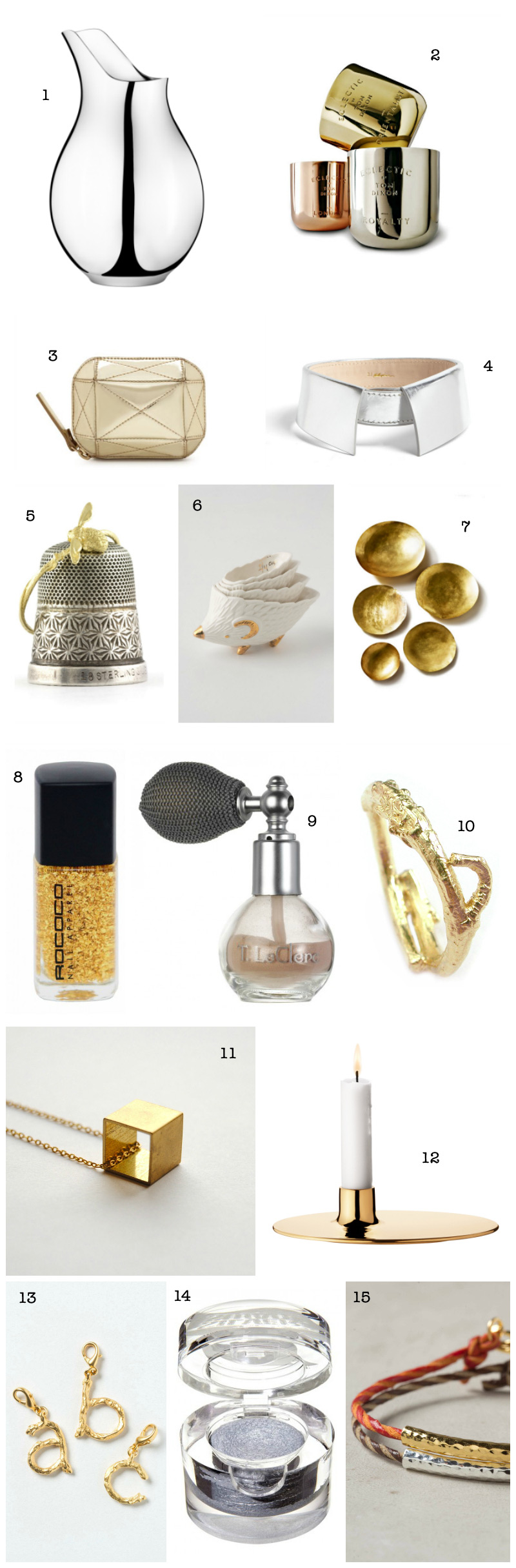 Christmas Gift Guide: Silver and Gold via WeeBirdy.com