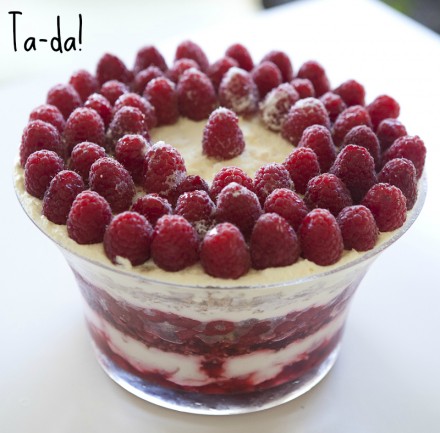 Dead-Easy Raspberry Cream Macaroon dessert via WeeBirdy.com