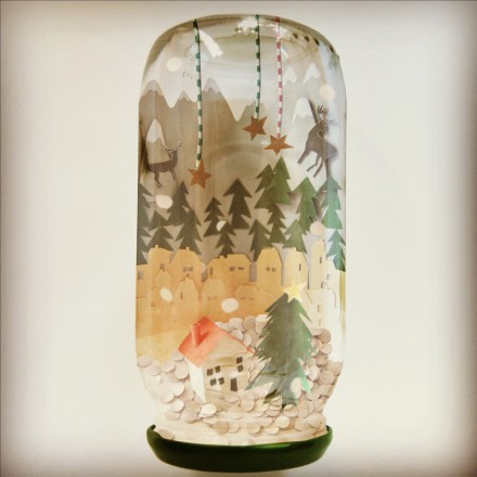 DIY Christmas Winter Wonderland Snowglobe in a Jar via WeeBirdy.com