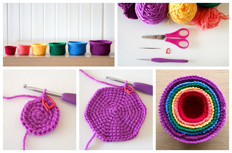 Crochet Rainbow Nesting Baskets Tutorial via Craft.tutsplus.com