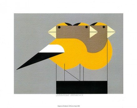Charley Harper_Gregarious Grosbeaks via WeeBirdy.com