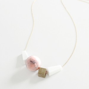 Geometric Lucite + Brass Bead Necklace 01 by Adelia Mae