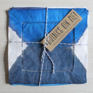 Linen Cocktail Coasters - Set of 4 - Cobalt Blue Moon via WeeBirdy.com