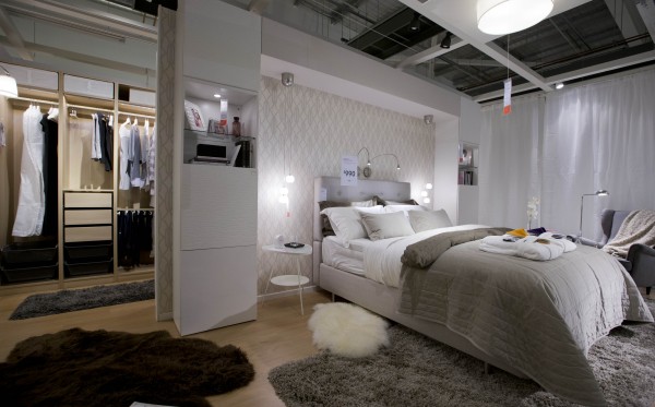 The 'Modern Elegance' bedroom at Airbnb at IKEA, via WeeBirdy.com.