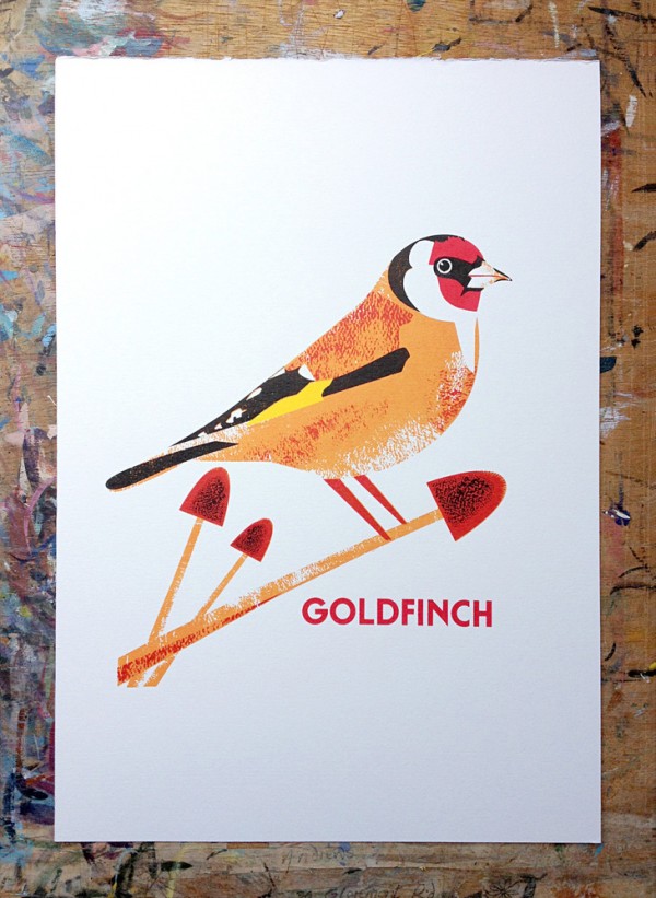 Goldfinch four-colour screenprint, £65, by Chris Andrews, via WeeBirdy.com.