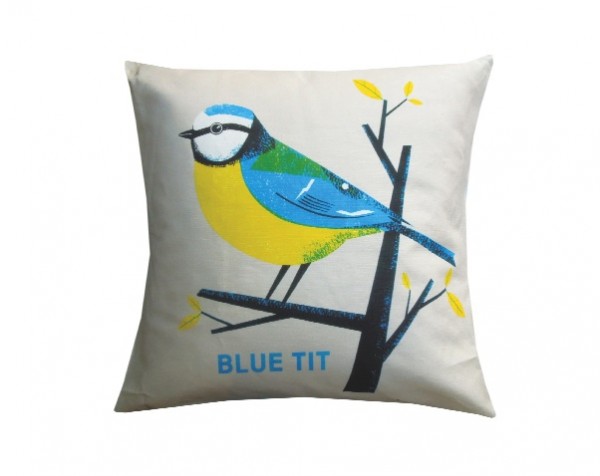 Blue tit Cushion by Chris Andrews, via WeeBirdy.com. 