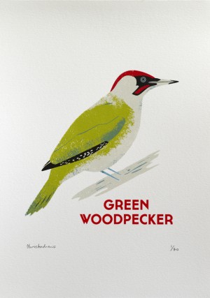 Green woodpecker five colour screenprint, £65, by Chris Andrews, via WeeBirdy.com.