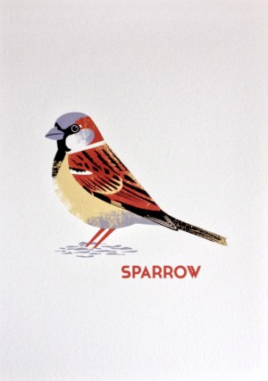 Sparrow four colour screenprint, £65, by Chris Andrews, via WeeBirdy.com.