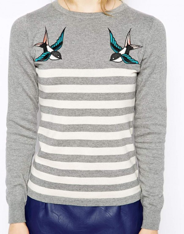 Shop the Bird Trend: Sugarhill Boutique love bird stripe jumper, reduced to $53.85, from ASOS.