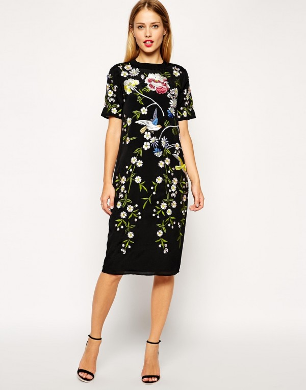 Shop the Bird Trend: ASOS bird and floral embroidered shift dress $125, from ASOS.