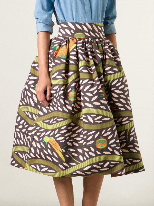 Shop the Bird Trend: Stella Jean printed full midi skirt, $528.94, from Far Fetch, via WeeBirdy.com