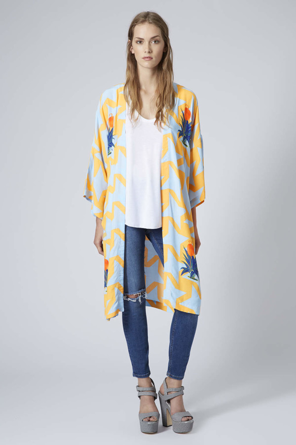 Shop the Bird Trend: Geo bird print longline kimono, £50, from Topshop.