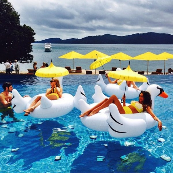 Giant swan at Qualia Resort, via WeeBirdy.com. 