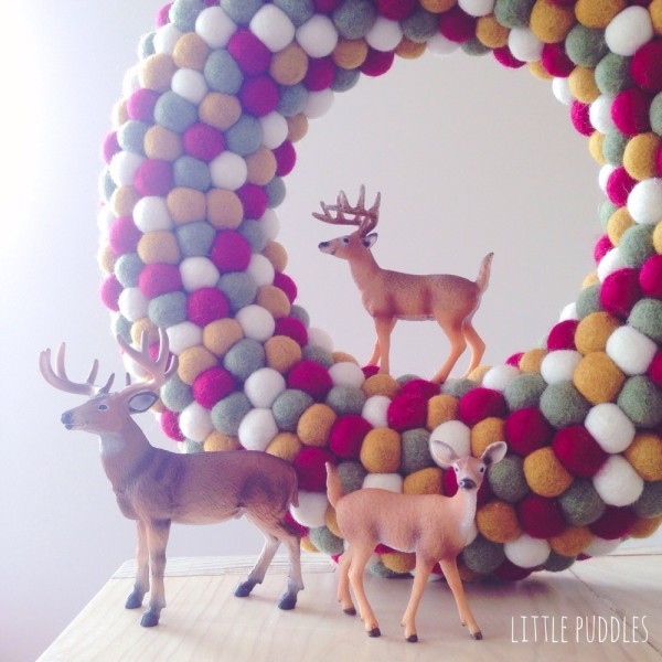Large feltball wreath in "Christmas Classic", AU$115, from Down That Little Lane. Photography courtesy of Little Puddles. 