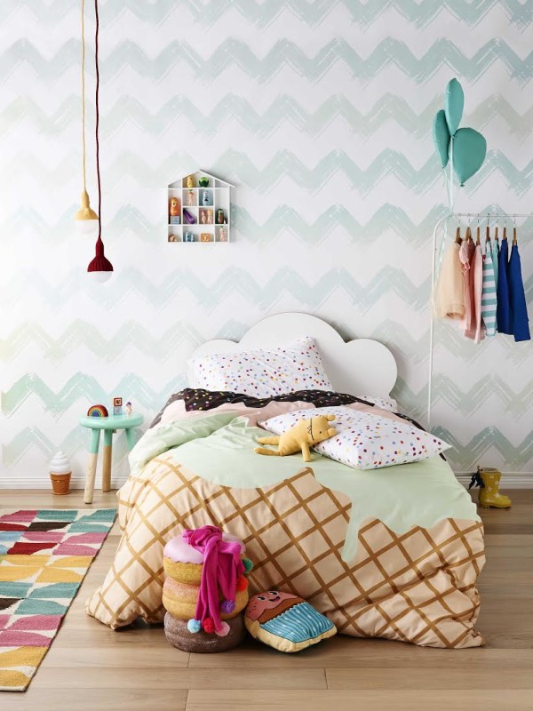 Shop the Ice Cream Trend for Christmas: Sunday Sundae reversible quilt cover, from $149, by Sack Me.