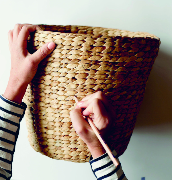 Use a pencil to draw your design onto the basket. From 'Make & Do' by Beci Orpin, via WeeBirdy.com. 