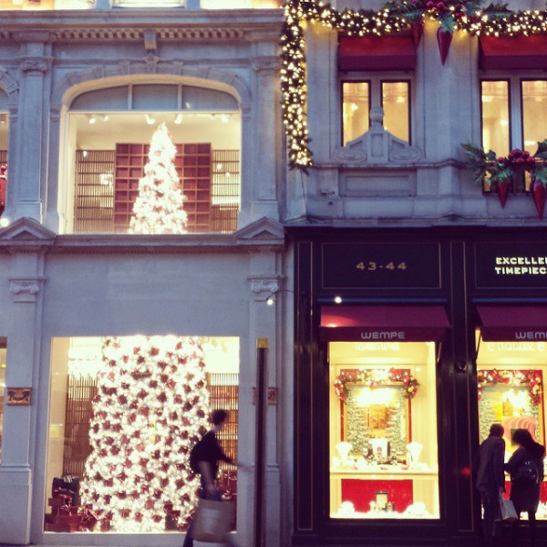 Christmas Lights in London 2014: a two-storey Christmas tree - on New Bond Street, via WeeBirdy.com.