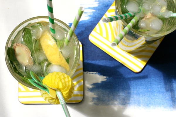 Trying to wean yourself off sugary soda drinks? Make super-easy fruit-infused soda water with ginger, mint and lemon, via WeeBirdy.com.