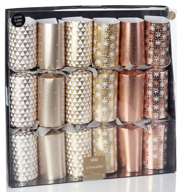 Wee Birdy's round-up of the best crackers for Christmas 2014: Gold, Silver and Copper Christmas Cracker Set from M&S. 