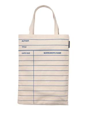 25 Excellent Presents for Book Lovers, via WeeBirdy.com: Library Card tote bag, $16, from Out of Print Clothing.