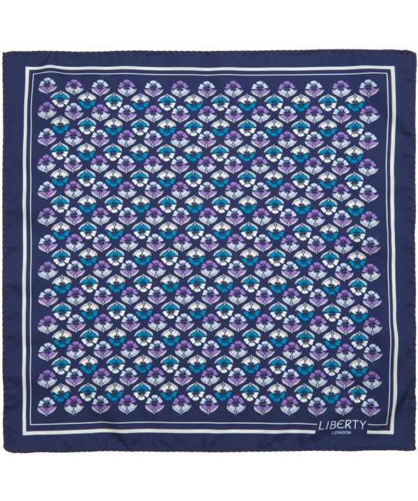 Liberty London navy Miranda print silk pocket square, £45, from Liberty.