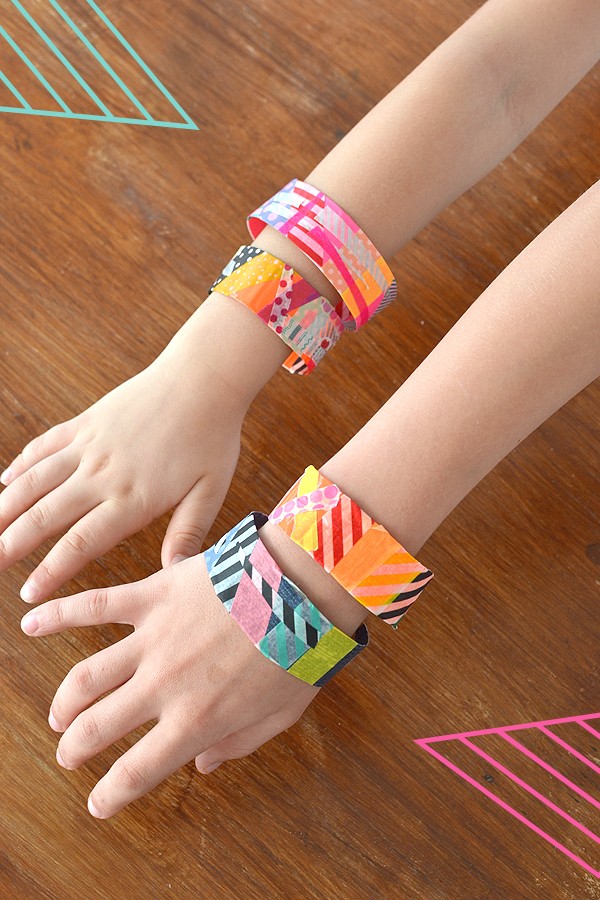 The best craft projects to make with kids, via We-Are-Scout.com: Washi tape bracelets.