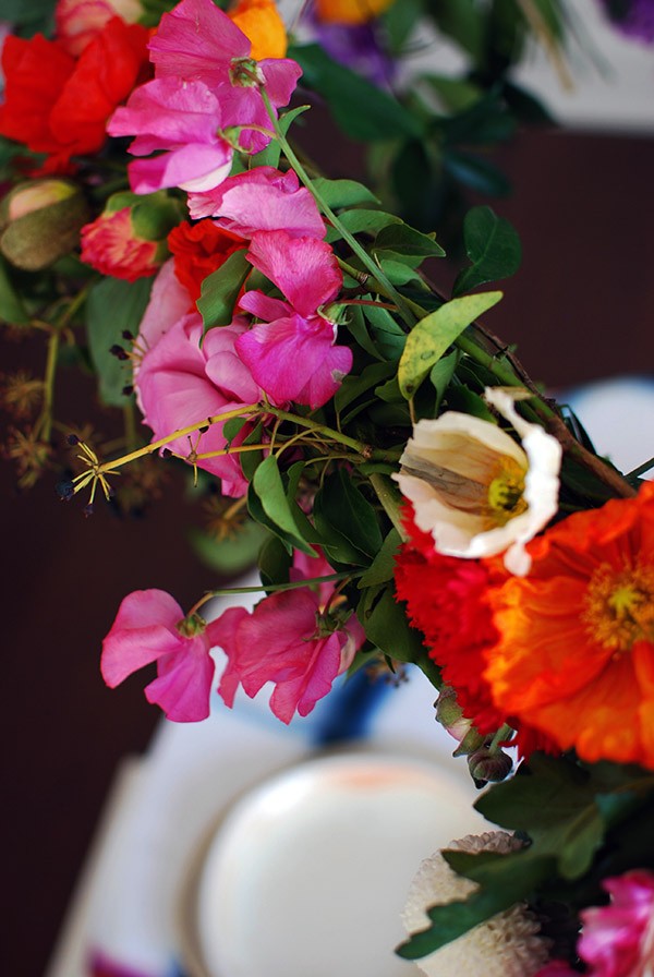 A burst of colour courtesy of your DIY hanging flower chandelier. Photo: Lisa Tilse for We Are Scout
