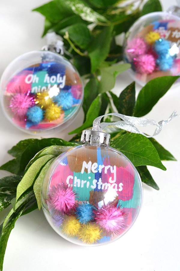 Make pom pom ornaments by Make and Tell. 
