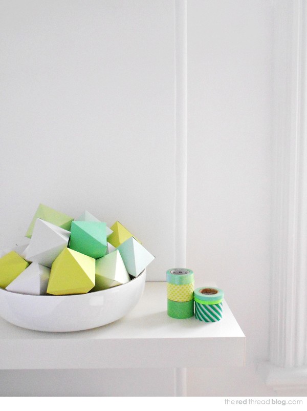 Make geo paper Christmas decorations by Lisa Tilse for We Are Scout.
