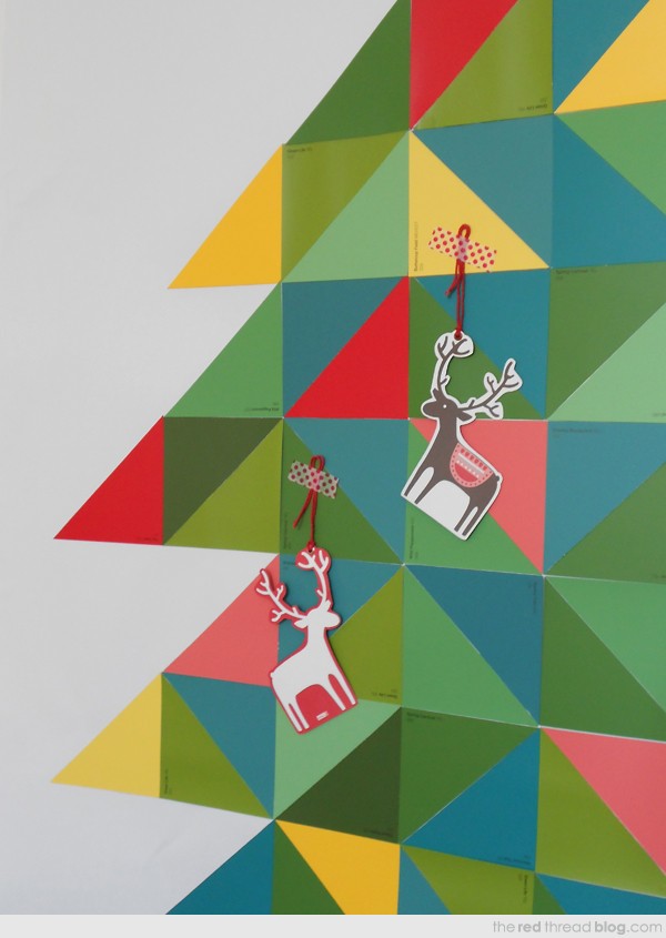 Make a paint chip Christmas tree by Lisa Tilse for We Are Scout.