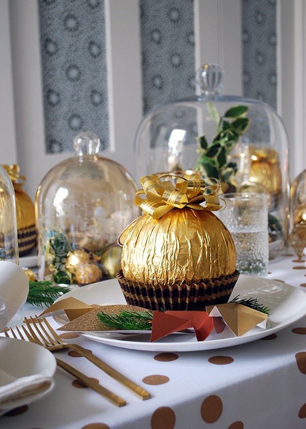 How to set your table with a decadent gold theme - and giant Ferrero Rochers. DIYs and photography by Lisa Tilse for We Are Scout. Photo: Lisa Tilse for We Are Scout