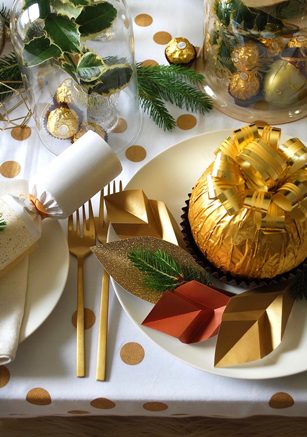 How to set your table with a decadent gold theme - and giant Ferrero Rochers. DIYs and photography by Lisa Tilse for We Are Scout. Photo: Lisa Tilse for We Are Scout