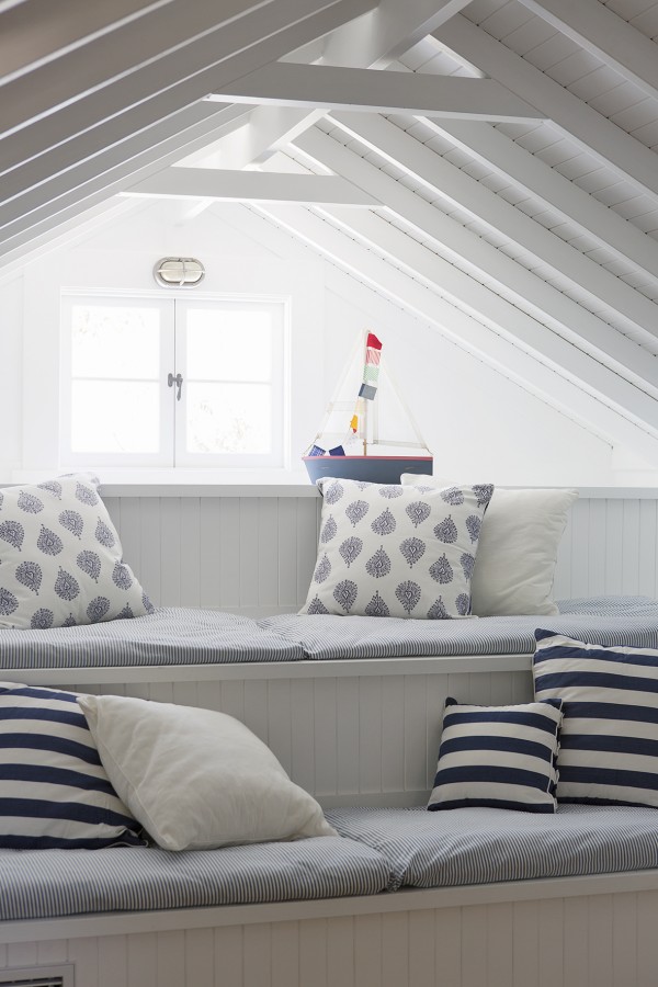 Attic space in northern beaches Sydney home. Architect Daniel Raymond; Photography by Simon Whitbread, styling by Maria Dyon for Inisde Out Open House.