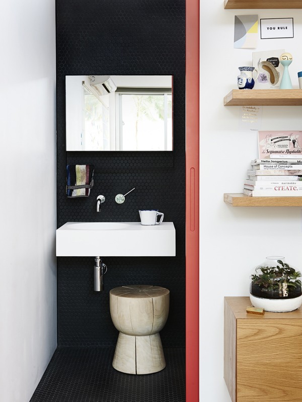 The eggcup makes an appearance in The Design Files founder Lucy Feagin's bathroom. Photo via The Design Files. 