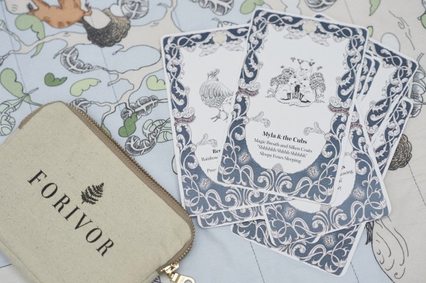 Forivor's Toddler Character Cards that accompany each quilted blanket.