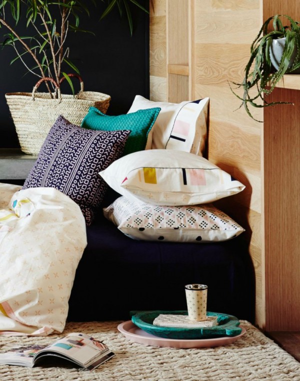 Reversible blanket stitch cushion by Sage and Clare.