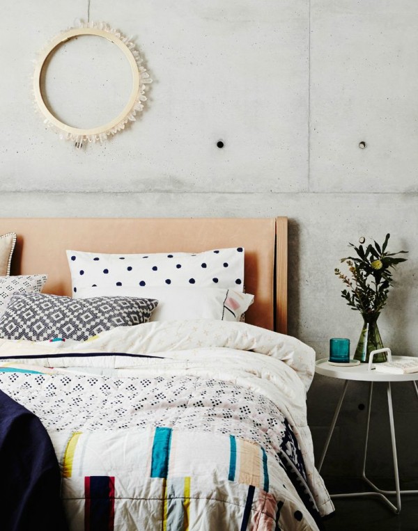 Mix and match colour, pattern and texture for an eclectic bedroom look with hand-crafted detail by Sage and Clare.