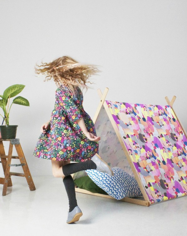 Such Great Heights girls' dress, tent and cushions.