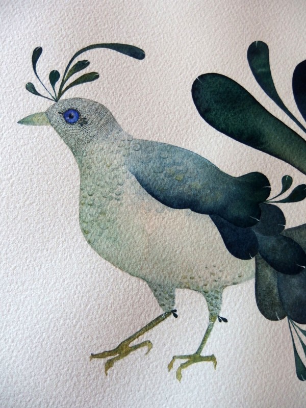 Merbird original watercolour and gouache painting, $177, by Sage and Mage.