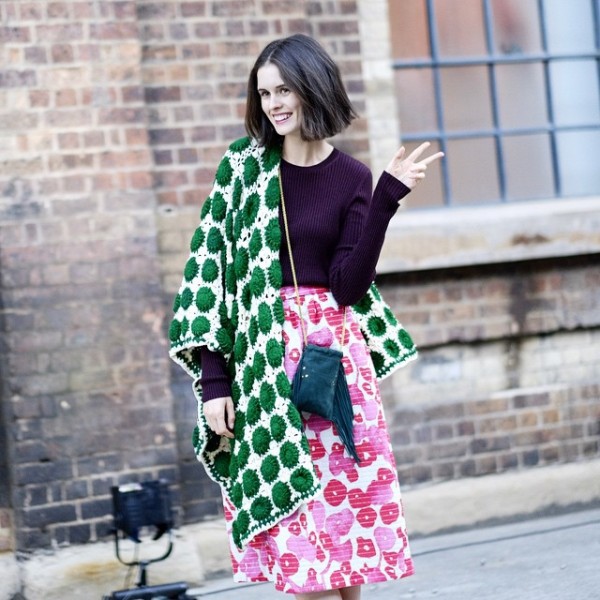 Chloe wears Easton Pearson crochet coat, Iro Paris jumper and Max Mara skirt. Photo by Myles Kalus @streetstyleaustralia/Instagram.