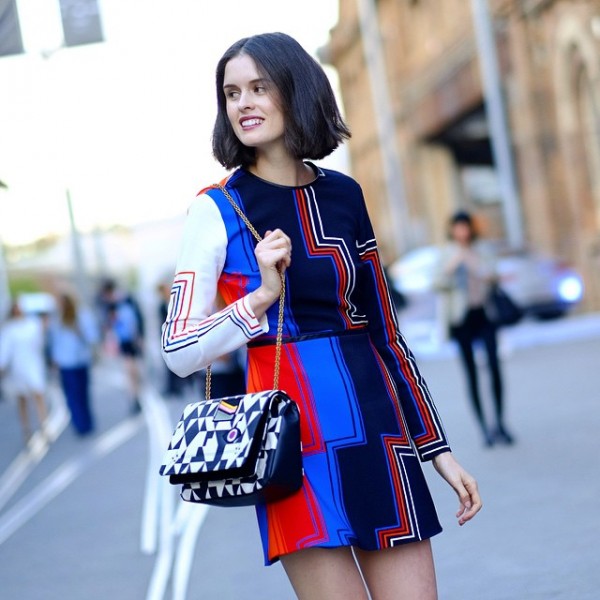 Chloe wears Manning Cartell dress, Jerome Dreyfuss handbag, and Miu Miu shoes. Photo by Myles Kalus @streetstyleaustralia/Instagram.  