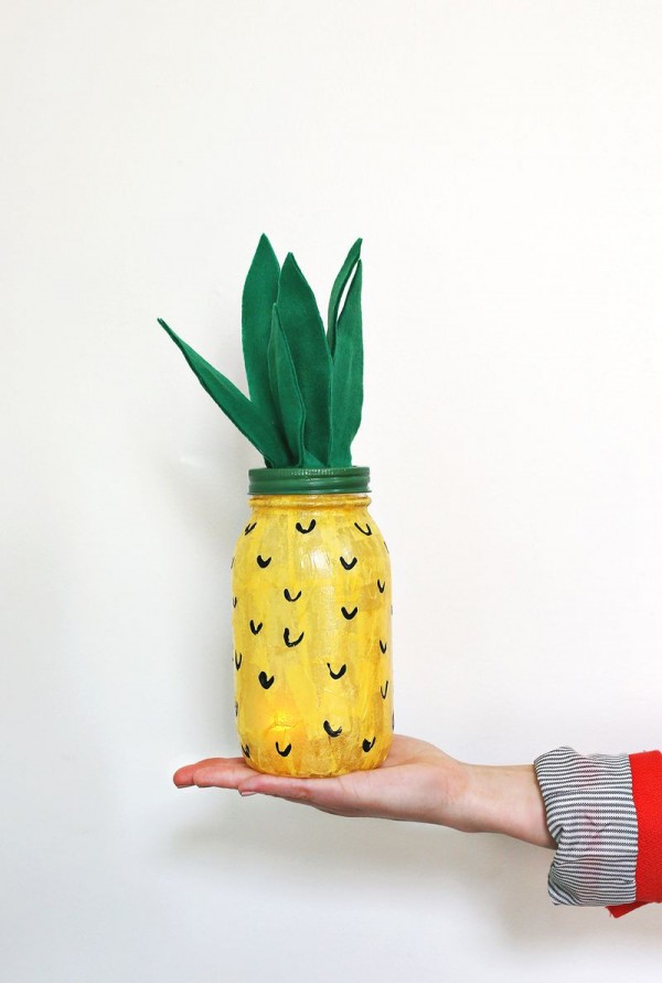 DIY Pineapple Night Light Jar by A Beautiful Mess.