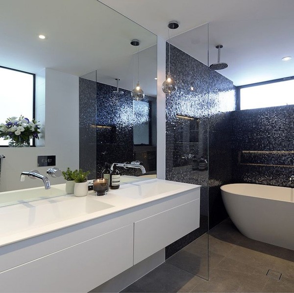 Darren and Dea's bathroom. The top 12 looks from The Block: Triple Threat, via We-Are-Scout.com.