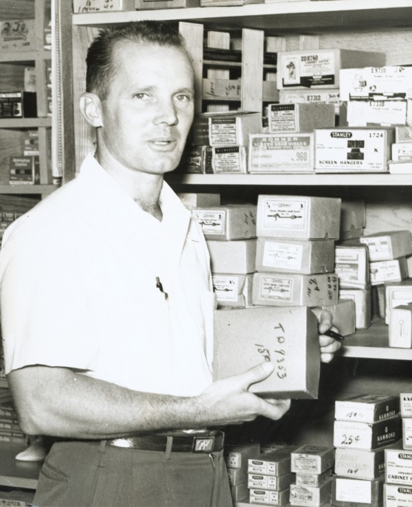 Williams-Sonoma founder Chuck Williams in his Sonoma hardware store, which he transformed into the first Williams-Sonoma cookware store in 1956. Photo courtesy of Williams-Sonoma.