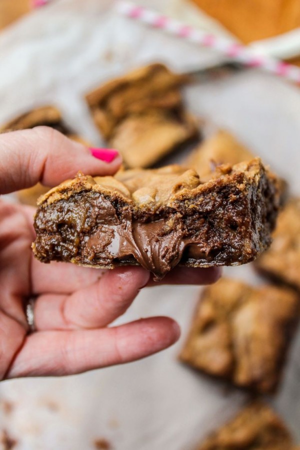 Nutella stuffed Browned Butter Blondies by The Food Charlatan. 