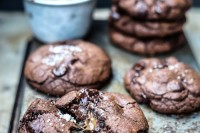 7 disgustingly-delicious gooey chocolate comfort food recipes Salted Caramel + Nutella Stuffed Double Chocolate Chip Cookies by Top with Cinnamon.